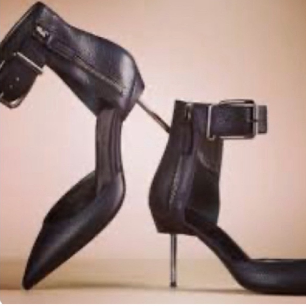Kurt Geiger London - black leather kitten heels ankle strap
